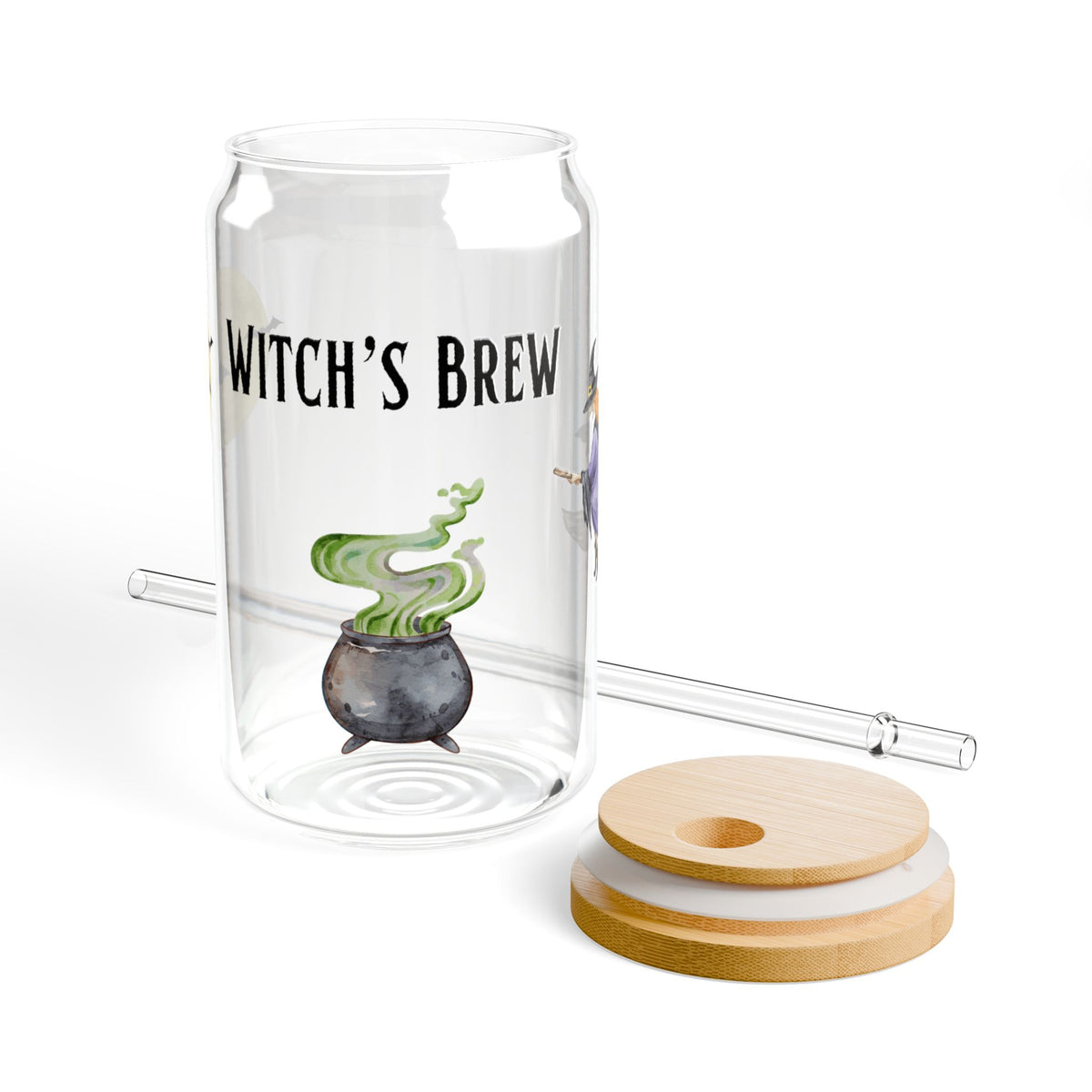 Witch's Brew Sipper Glass | 16oz Halloween Cauldron Straw Tumbler