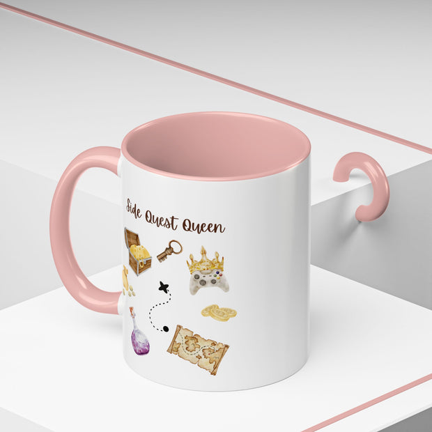 'Side Quest Queen' Accent Coffee Mug