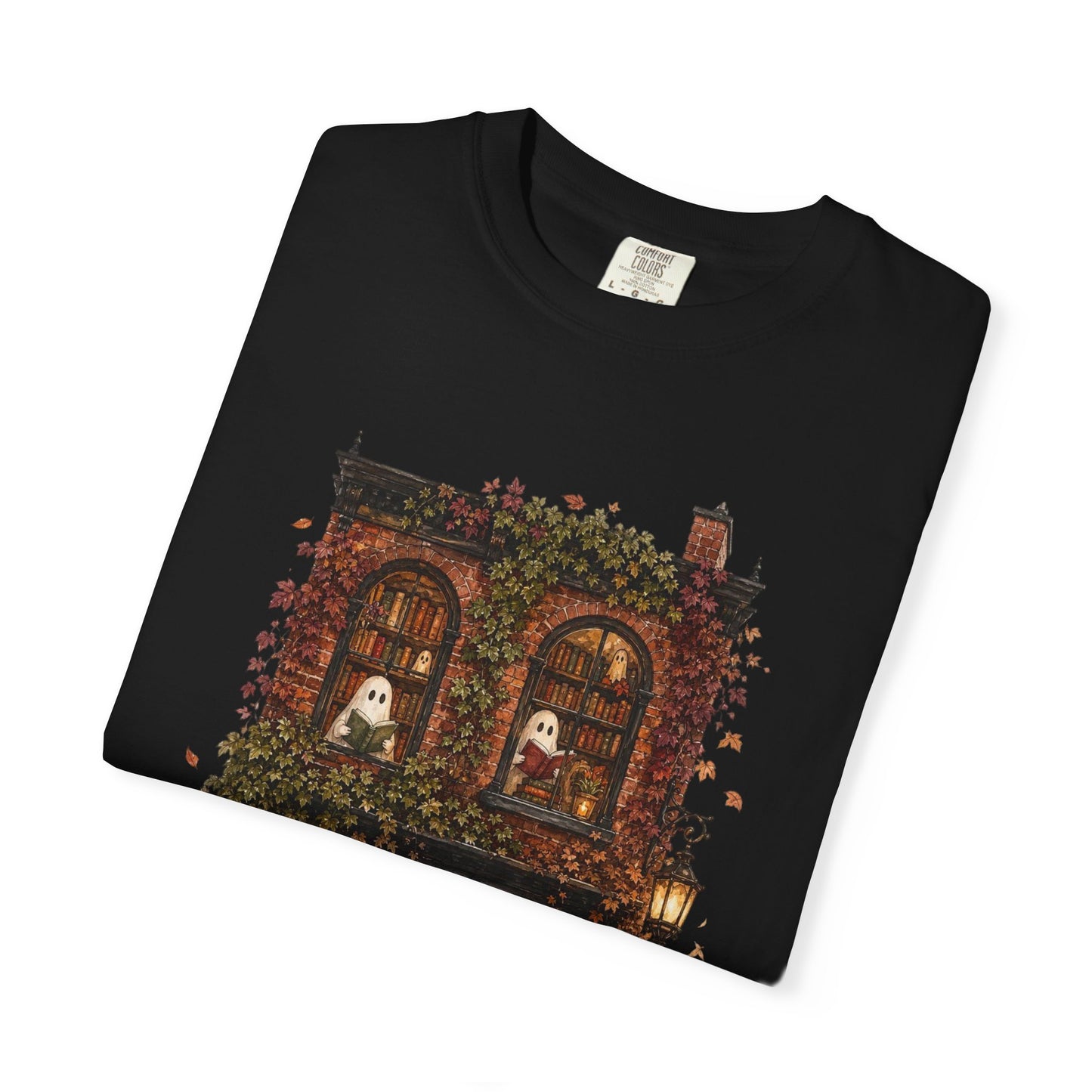 Haunted Bookstore T-Shirt, Cozy Book Lover Halloween Shirt, Ghost Library Tee, Dark Academia Fall Graphic, Spooky Reader Gift
