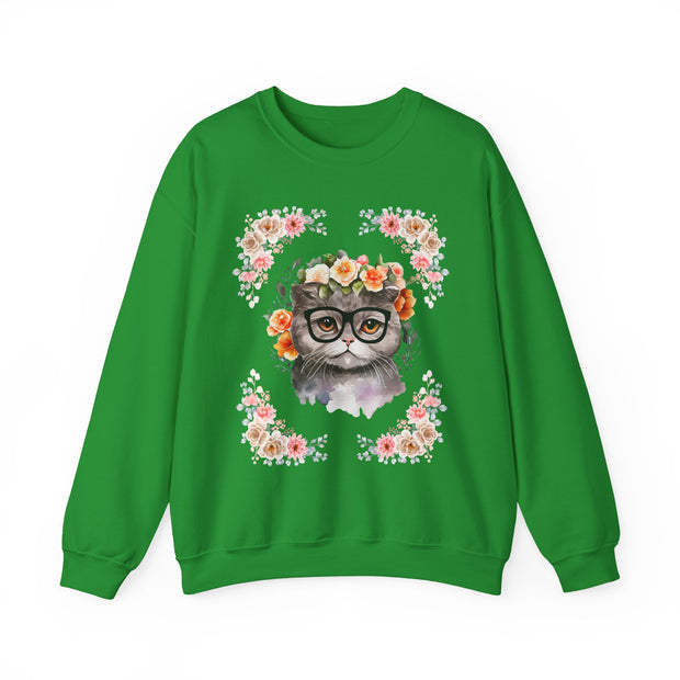 Geek Goddess Gray Cat Unisex Crewneck Sweatshirt