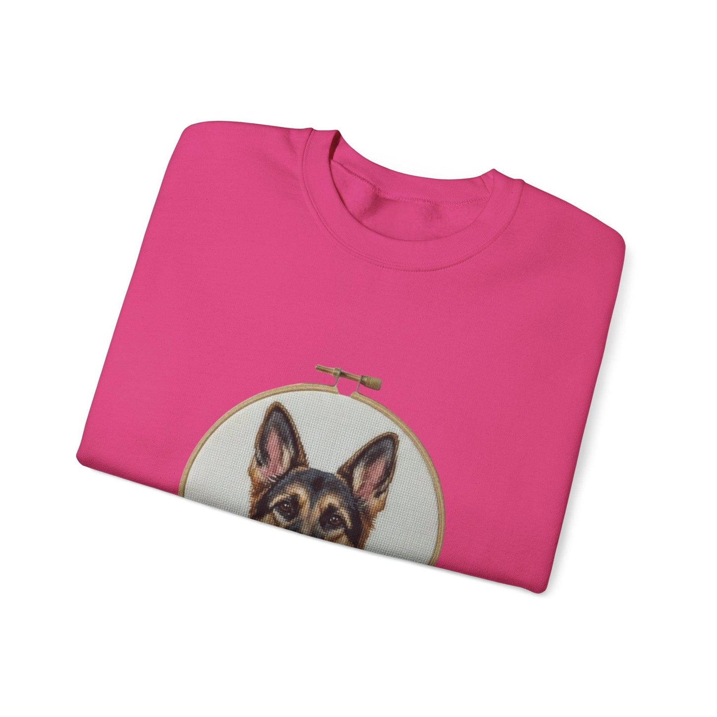 German Shepherd Portrait Embroidery Hoop Sweatshirt | Floral Dog Face