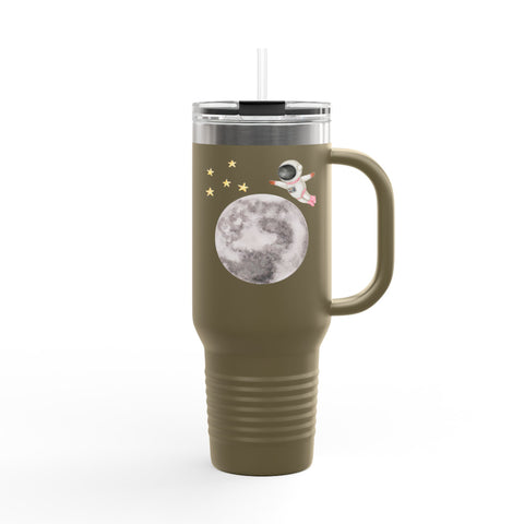Astronaut Flying To The Moon Insulated Travel Mug, 40oz