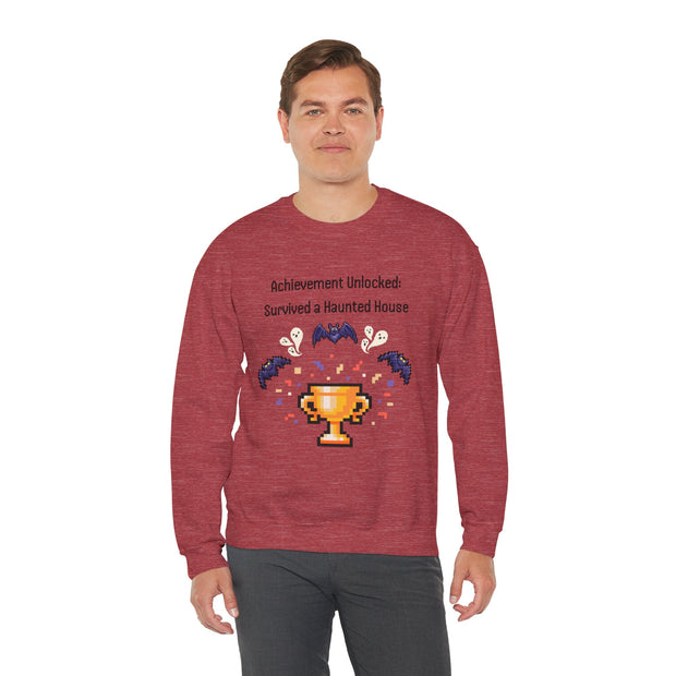 'Achievement Unlocked: Survived A Haunted House' Unisex Crewneck Sweatshirt