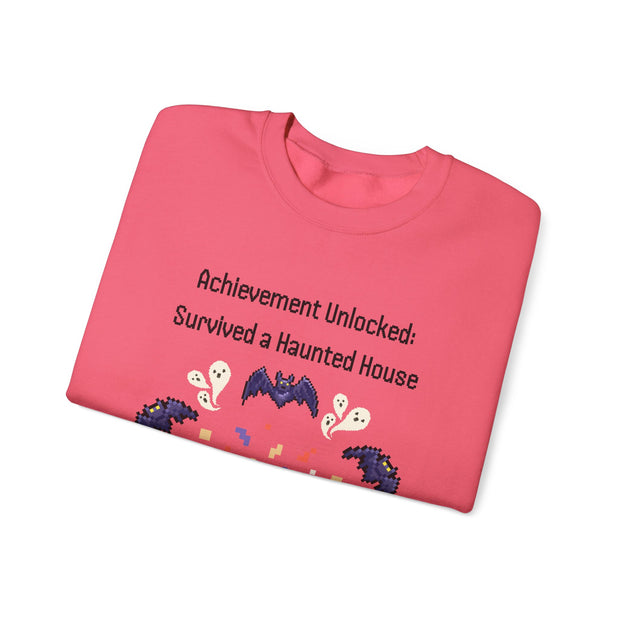 'Achievement Unlocked: Survived A Haunted House' Unisex Crewneck Sweatshirt