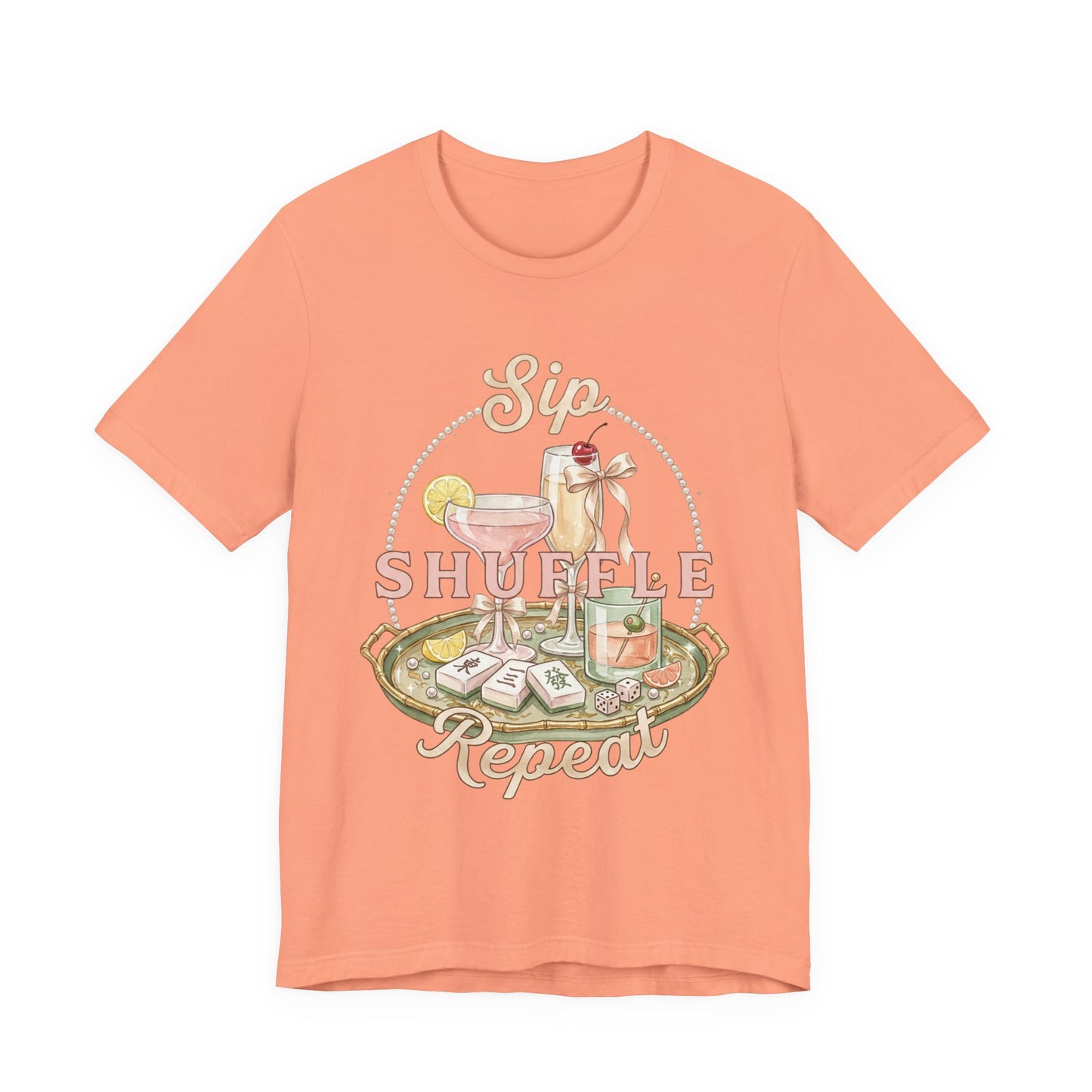 Sip Shuffle Repeat Shirt, Mahjong Social Club Tee, Pastel Girls Night Graphic Shirt, Mahjong Lover Gift