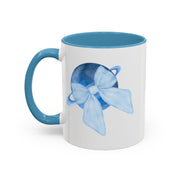 Blue Saturn Wrapped In A Blue Bow Accent Coffee Mug