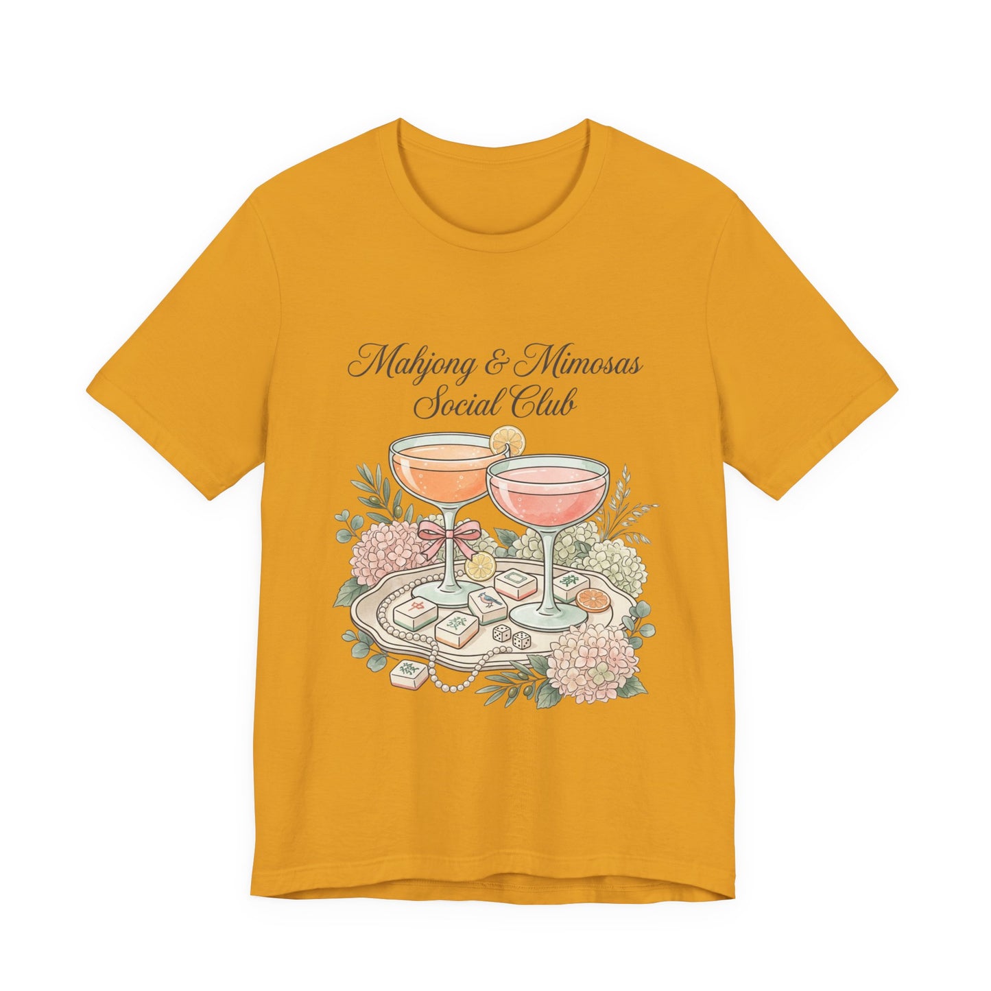 Mahjong & Mimosas Shirt, Mahjong Social Club Tee, Pastel Mahjong Graphic T-Shirt, Brunch Club Gift for Her
