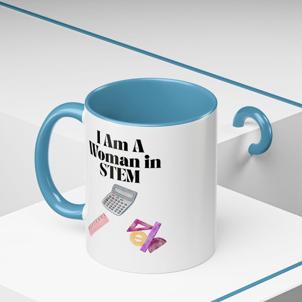 'I Am A Woman In STEM' Accent Coffee Mug