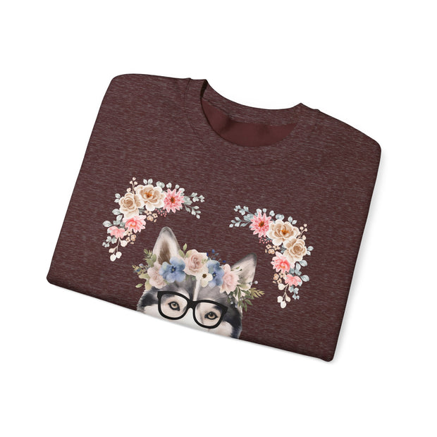Geeky Goddess Siberian Husky Unisex Crewneck Sweatshirt