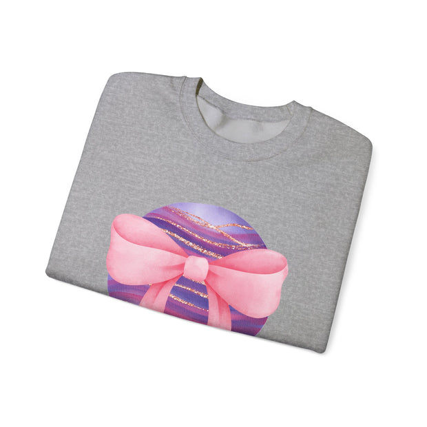 Pink/Purple Planet Wrapped In A Bow Crewneck Sweatshirt