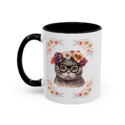 Geeky Goddess Dark Gray Cat Accent Coffee Mug