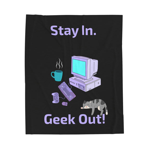 Cozy Geek Out Velveteen Blanket - Perfect for Movie Nights, Gaming Rooms, Cat Lovers, Comfort Gifts, Stay In Style