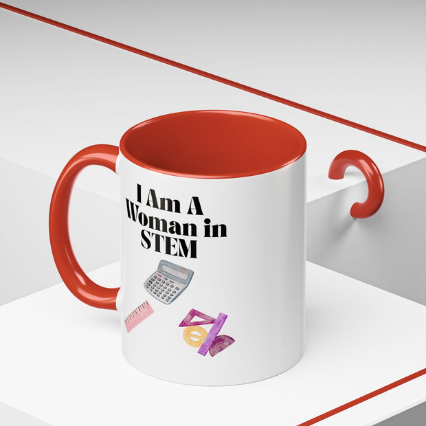'I Am A Woman In STEM' Accent Coffee Mug