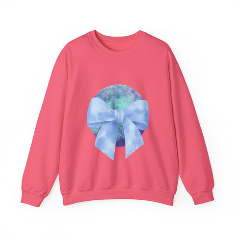 Blue/Green Planet Wrapped In A Bow Unisex Crewneck Sweatshirt