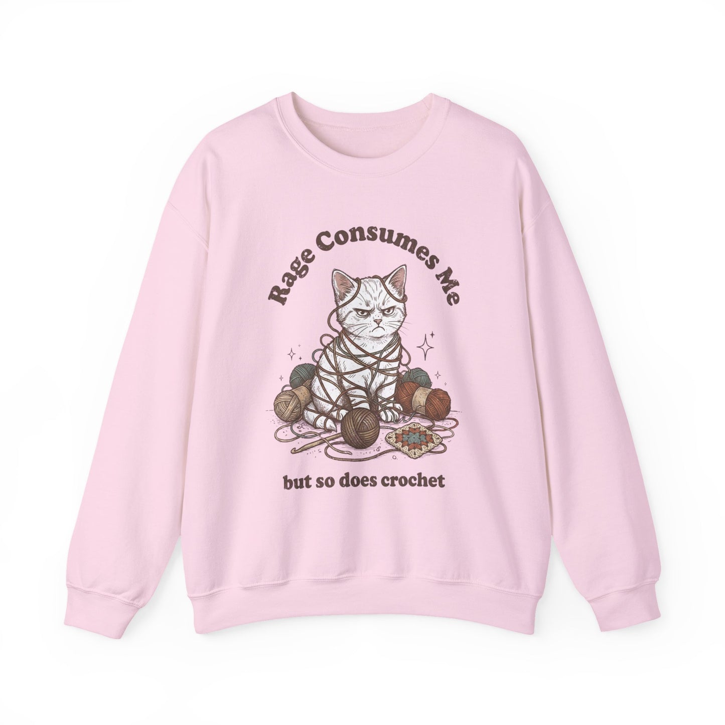 Rage Consumes Me Crochet Cat Shirt, Funny Knitting Tee, Grandma Hobbies Sweatshirt