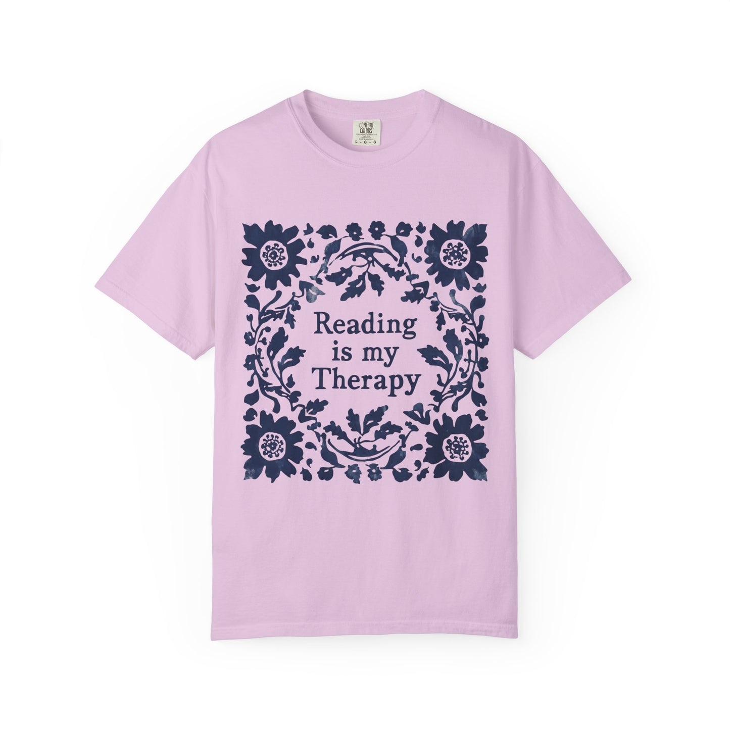 Reading Is My Therapy T-shirt | Floral Wreath Book Lover Tee