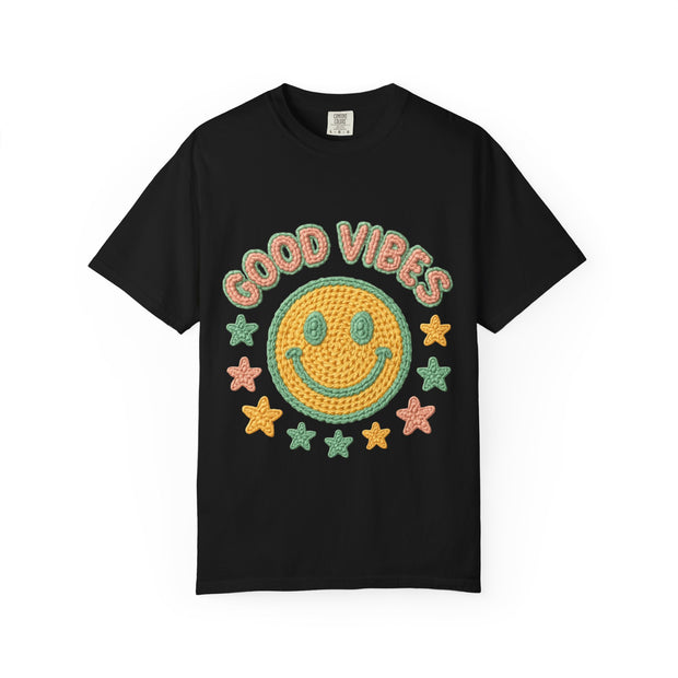 Good Vibes T-Shirt, Unisex Garment-Dyed Tee, Positive Vibe Shirt, Casual Wear, Gift for Friends, Summer Style