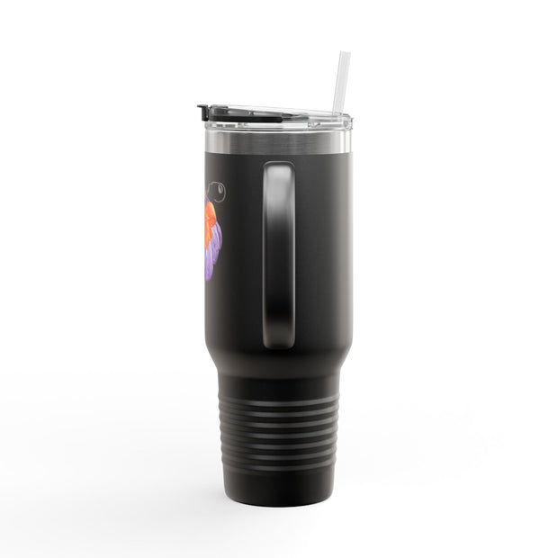 Purple Pumpkin Wrapped In A Bow Insulated Travel Mug, 40oz