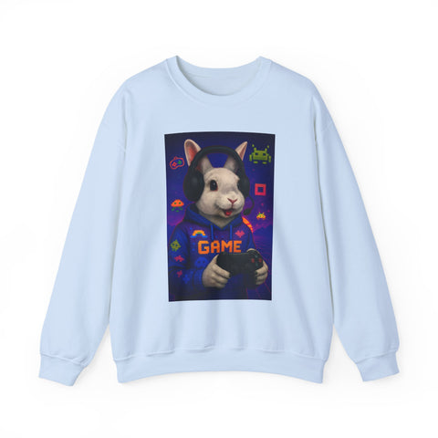 Gamer Bunny Crewneck Sweatshirt | Unisex Lightweight Sweater, Perfect for Gaming, Gifts for Gamers, Cute Animal Sweatshirt, Cozy Apparel