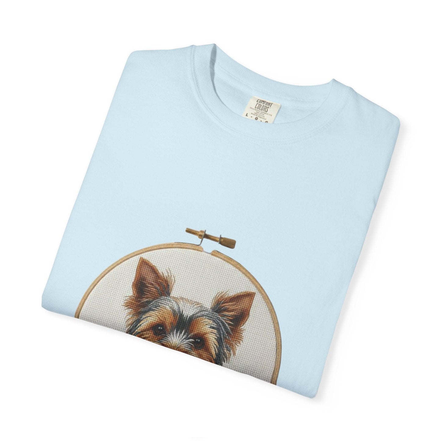 Yorkshire Terrier Portrait T-Shirt | Embroidery Hoop Dog Illustration