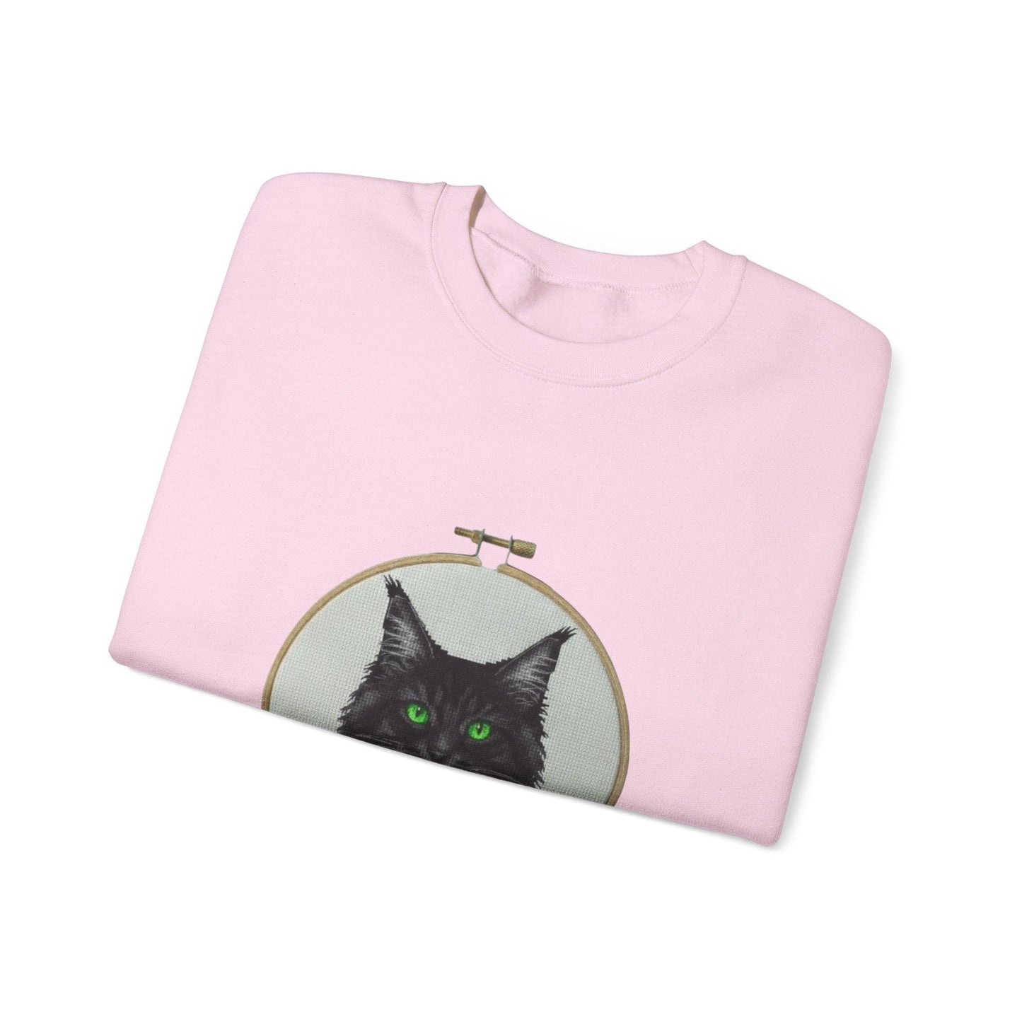 Black Cat Portrait Sweatshirt | Embroidery Hoop Floral Crewneck