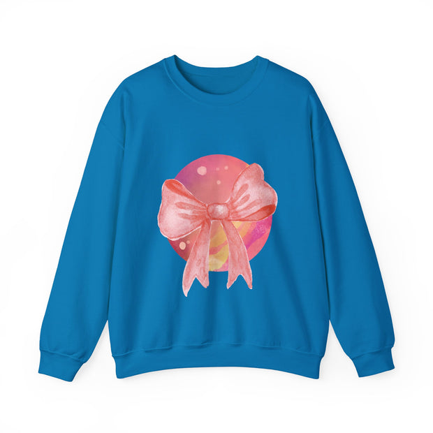 Pink/Yellow Planet Wrapped In A Bow Unisex Crewneck Sweatshirt
