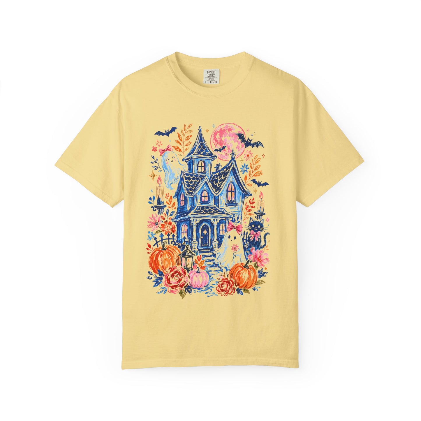 Spooky Haunted House Halloween T-Shirt | Ghosts, Pumpkins, Bats