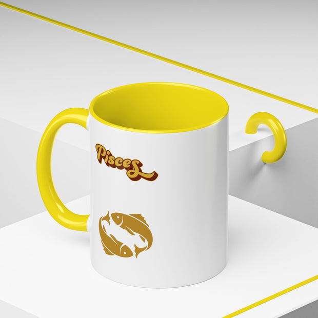'Pisces' Zodiac Accent Coffee Mug