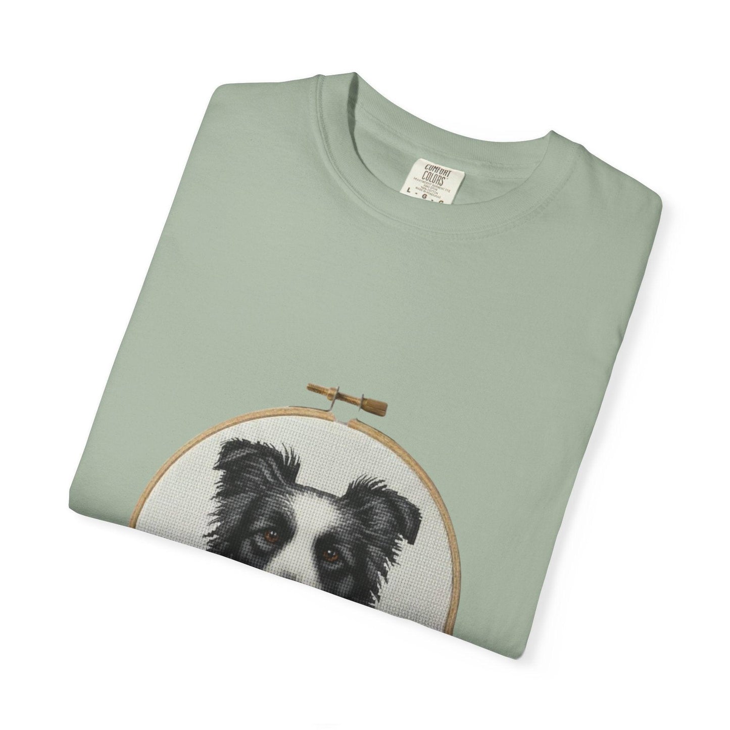 Border Collie Shirt, Dog Mom Gift, Cross Stitch Dog Portrait Tee, Embroidery Hoop Floral Pet Lover Top