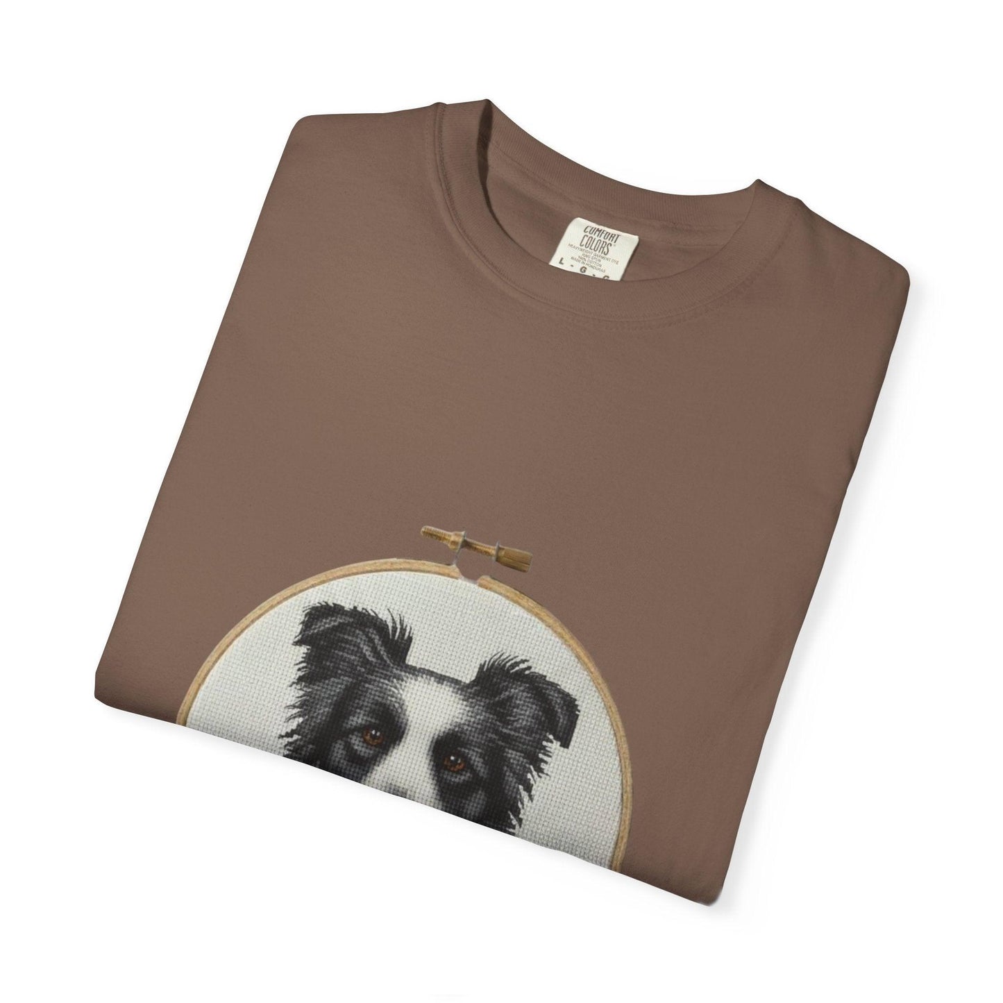 Border Collie Shirt, Dog Mom Gift, Cross Stitch Dog Portrait Tee, Embroidery Hoop Floral Pet Lover Top