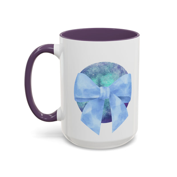 Blue/Green Planet Wrapped In A Bow Accent Coffee Mug