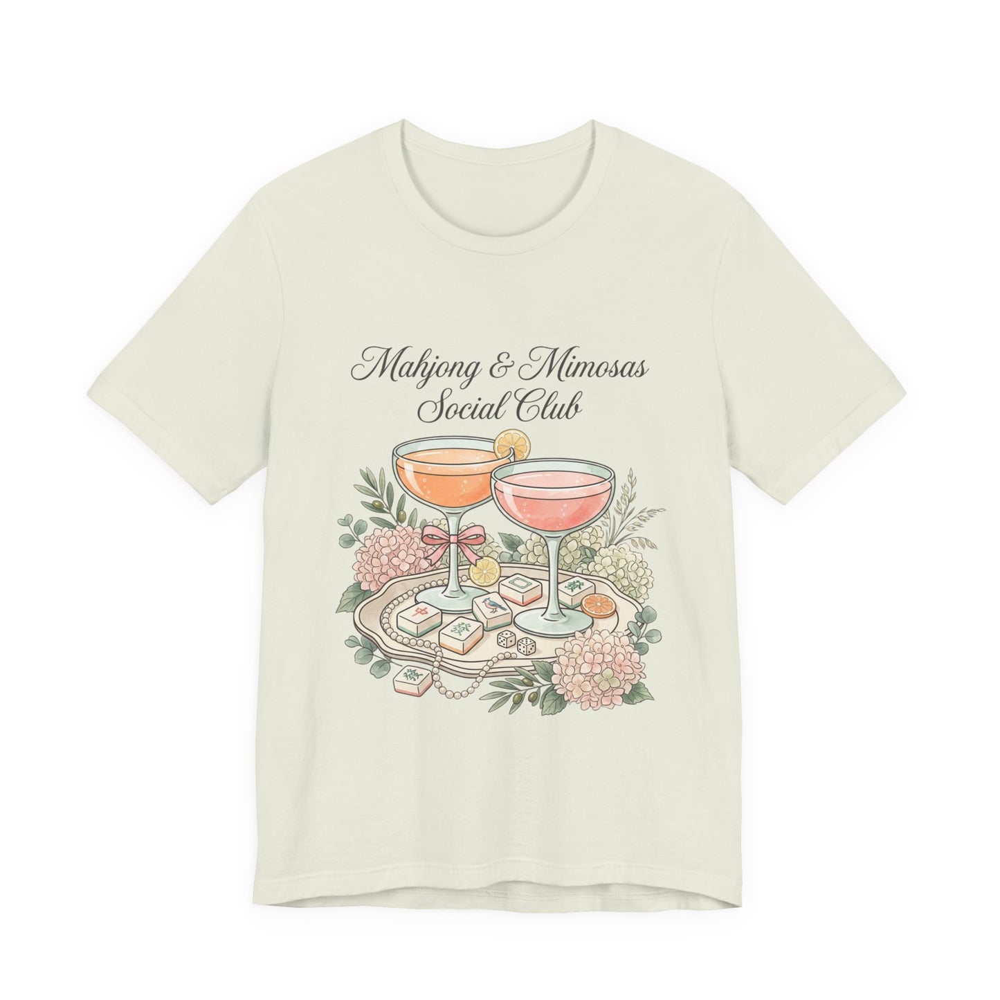 Mahjong & Mimosas Shirt, Mahjong Social Club Tee, Pastel Mahjong Graphic T-Shirt, Brunch Club Gift for Her