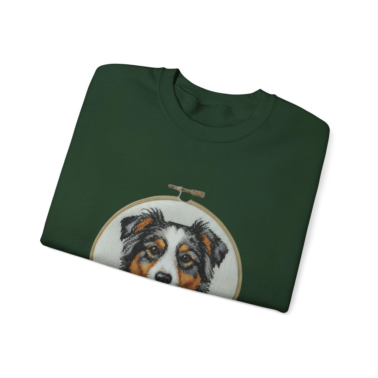 Australian Shepherd Sweatshirt, Aussie Dog Mom Gift, Embroidery Hoop Portrait, Cross Stitch Dog Crewneck