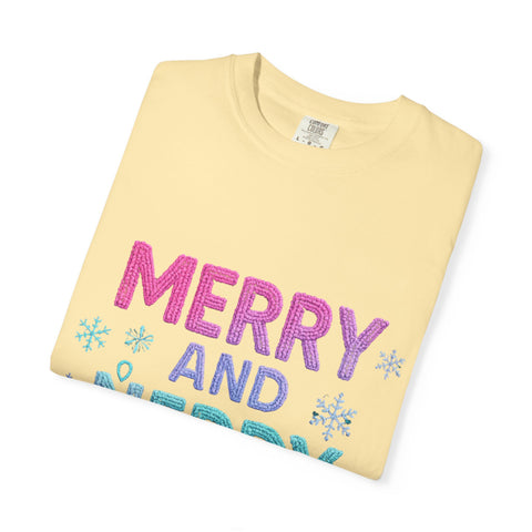 Merry and Nerdy T-Shirt, Unisex Gamer Tee, Holiday Gaming Shirt, Fun Christmas Apparel, Gift for Nerds, Cozy Casual Style