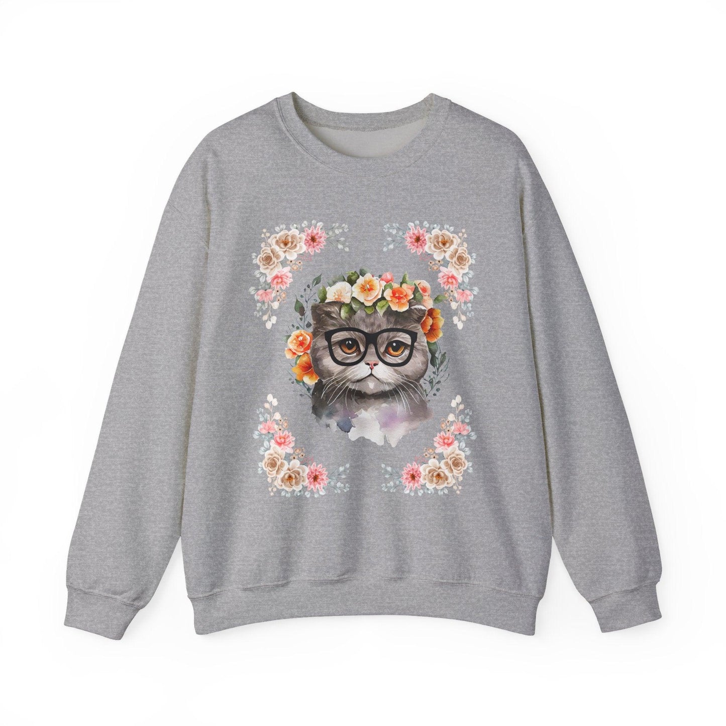 Geek Goddess Gray Cat Unisex Crewneck Sweatshirt