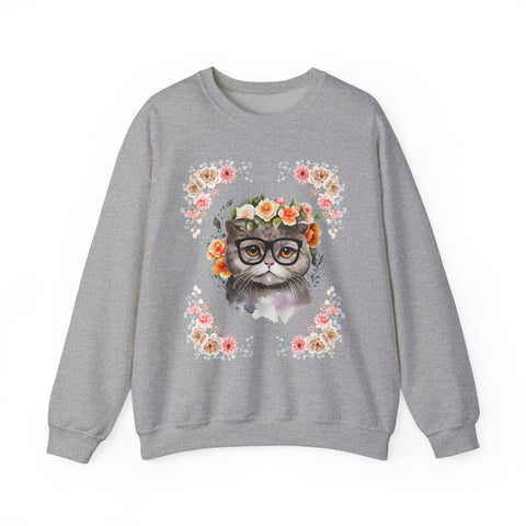 Geek Goddess Gray Cat Unisex Crewneck Sweatshirt