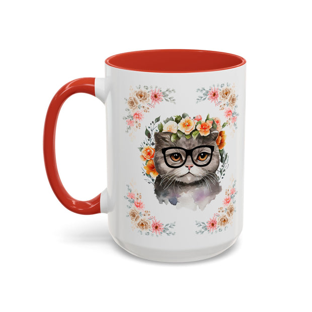 Geeky Goddess Gray Cat Accent Coffee Mug
