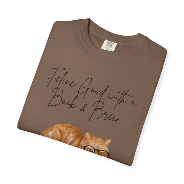 'Feline Good with a Book & Brew' Unisex T-Shirt