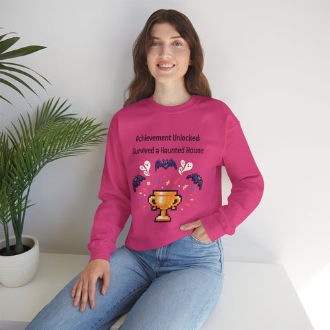 'Achievement Unlocked: Survived A Haunted House' Unisex Crewneck Sweatshirt