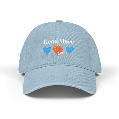 'Read More' Denim Embroidered Cap