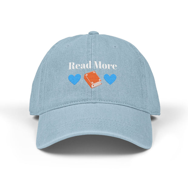 'Read More' Denim Embroidered Cap