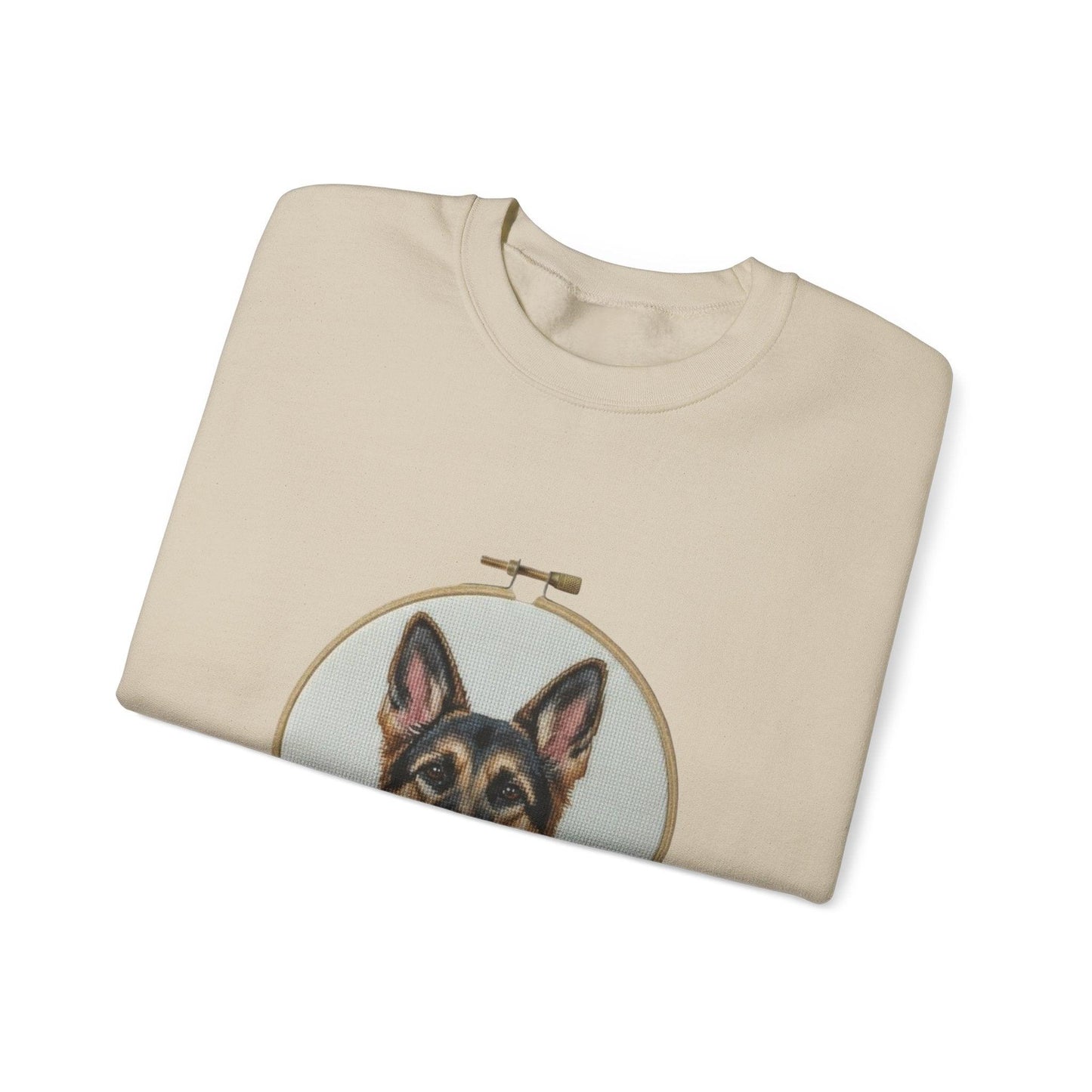 German Shepherd Portrait Embroidery Hoop Sweatshirt | Floral Dog Face