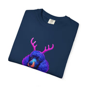 Poodle with Antlers in Light-Up Sweater T-Shirt | Neon Holiday Dog Design