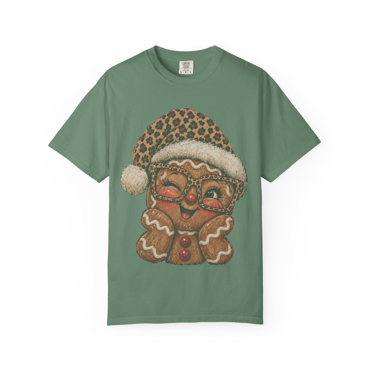 Gingerbread Christmas Shirt, Leopard Gingerbread Tee, Cute Christmas T-Shirt, Retro Holiday Shirt, Gingerbread Lover Gift for Her