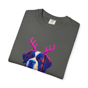 Saint Bernard in Reindeer Antlers T-Shirt | Holiday Dog Sweater Design