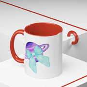 Purple Saturn Wrapped In A Bow Accent Coffee Mug