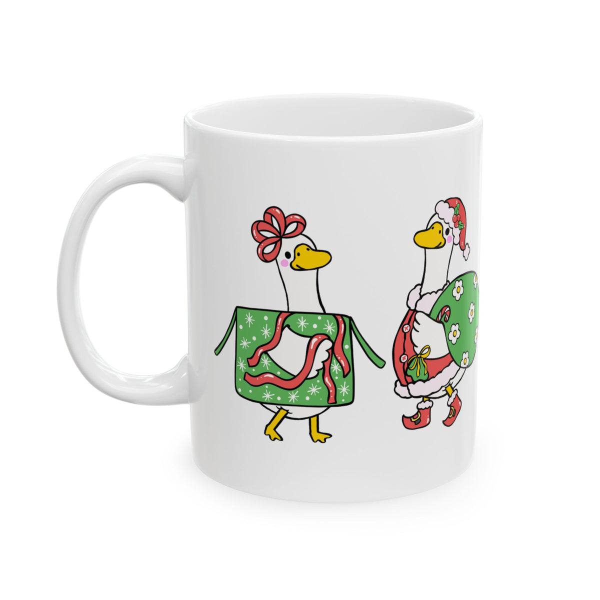 Christmas Duck Illustration Mug | Ceramic Coffee Cup