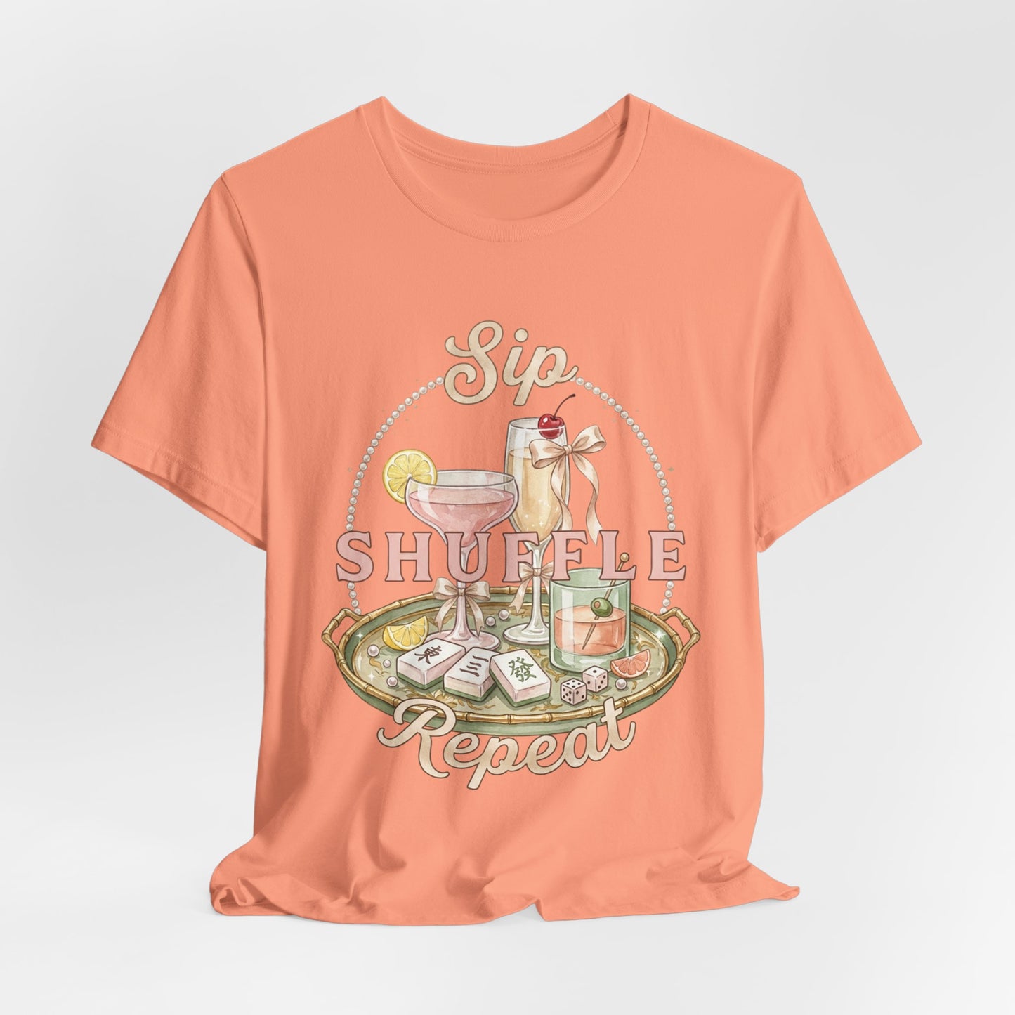 Sip Shuffle Repeat Shirt, Mahjong Social Club Tee, Pastel Girls Night Graphic Shirt, Mahjong Lover Gift