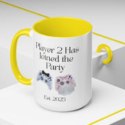 'Player 2 Has Joined The Party' 'Est. 2025' Accent Coffee Mug