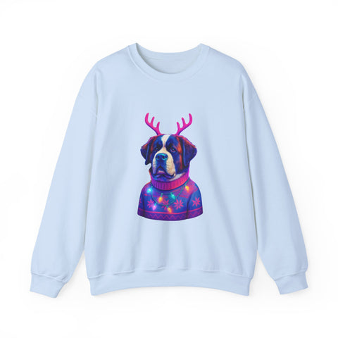 Saint Bernard with Reindeer Antlers sweatshirt | Holiday Dog Sweater Design